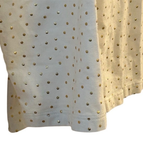 Talbots Women's Plus 1X Turtleneck Tee White Gold Polka Dot Long Sleeve - Picture 4 of 9